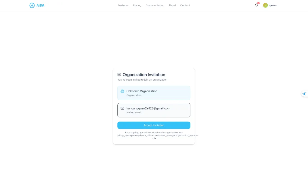 Accept Invitation Screen